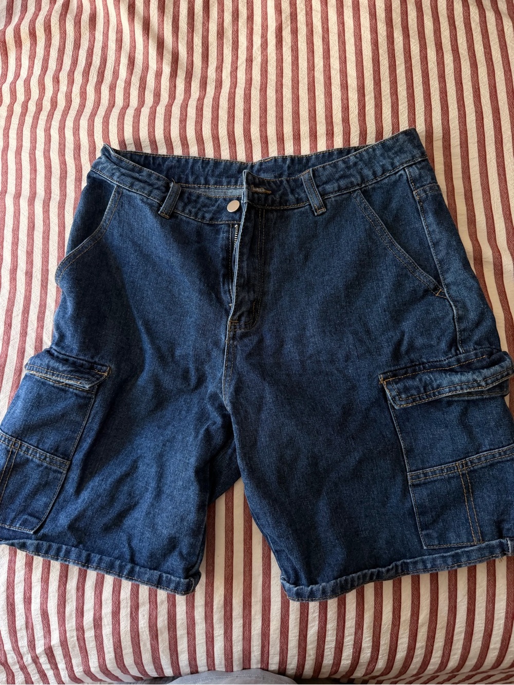 Dark Blue Denim Cargo Shorts  Baggy Jorts